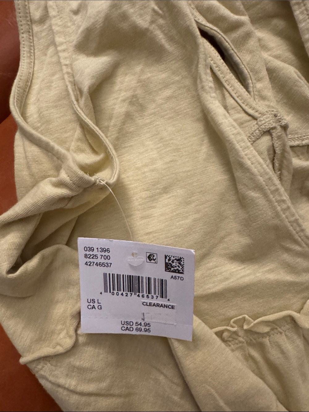 American Eagle Sleeveless V-Neck Wide-Leg Jumpsuit in Light Yellow - Picture 3 of 3